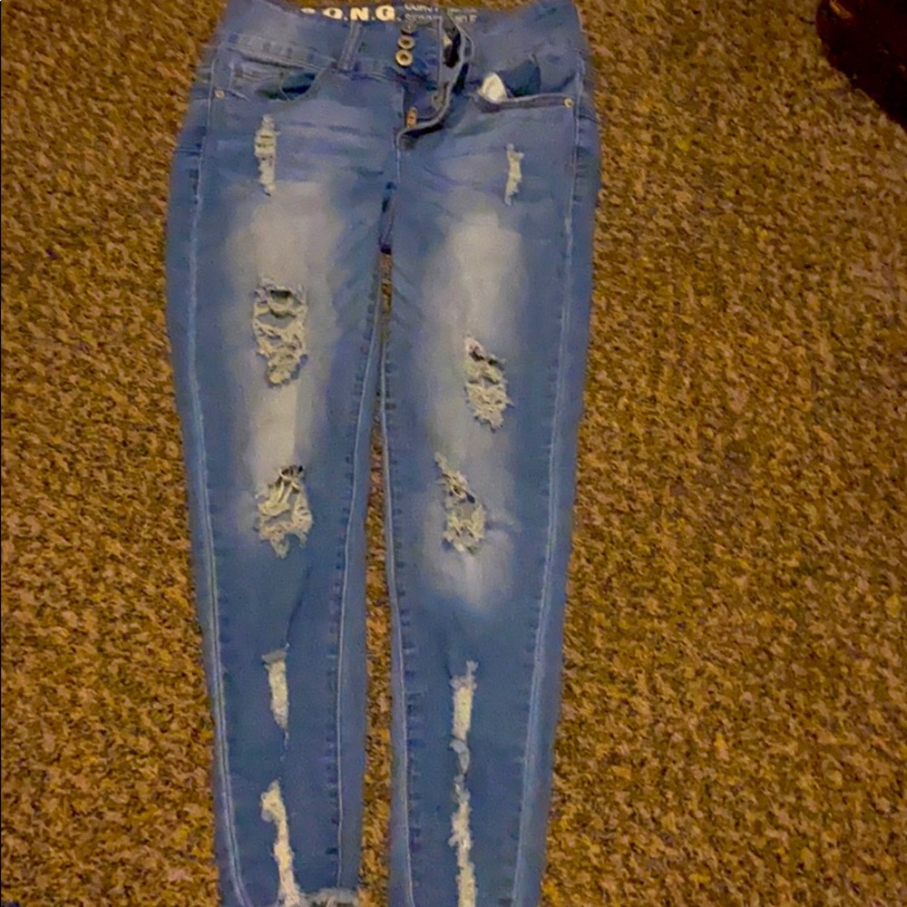 2 pair of blue jeans